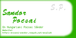 sandor pocsai business card